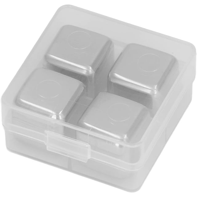 4PCS Whiskey Stones High Cooling Technology, Reusable Ice Cubes,Stainless Steel Whisky Rocks Ice Cube Harmless Reusable Rocks with Storage Box for Birthday Valentine