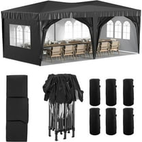 Powanli 10'x20' EZ Pop Up Canopy Outdoor Portable Party Folding Tent with 6 Removable Sidewalls   Carry Bag   6pcs Weight Bag Beige