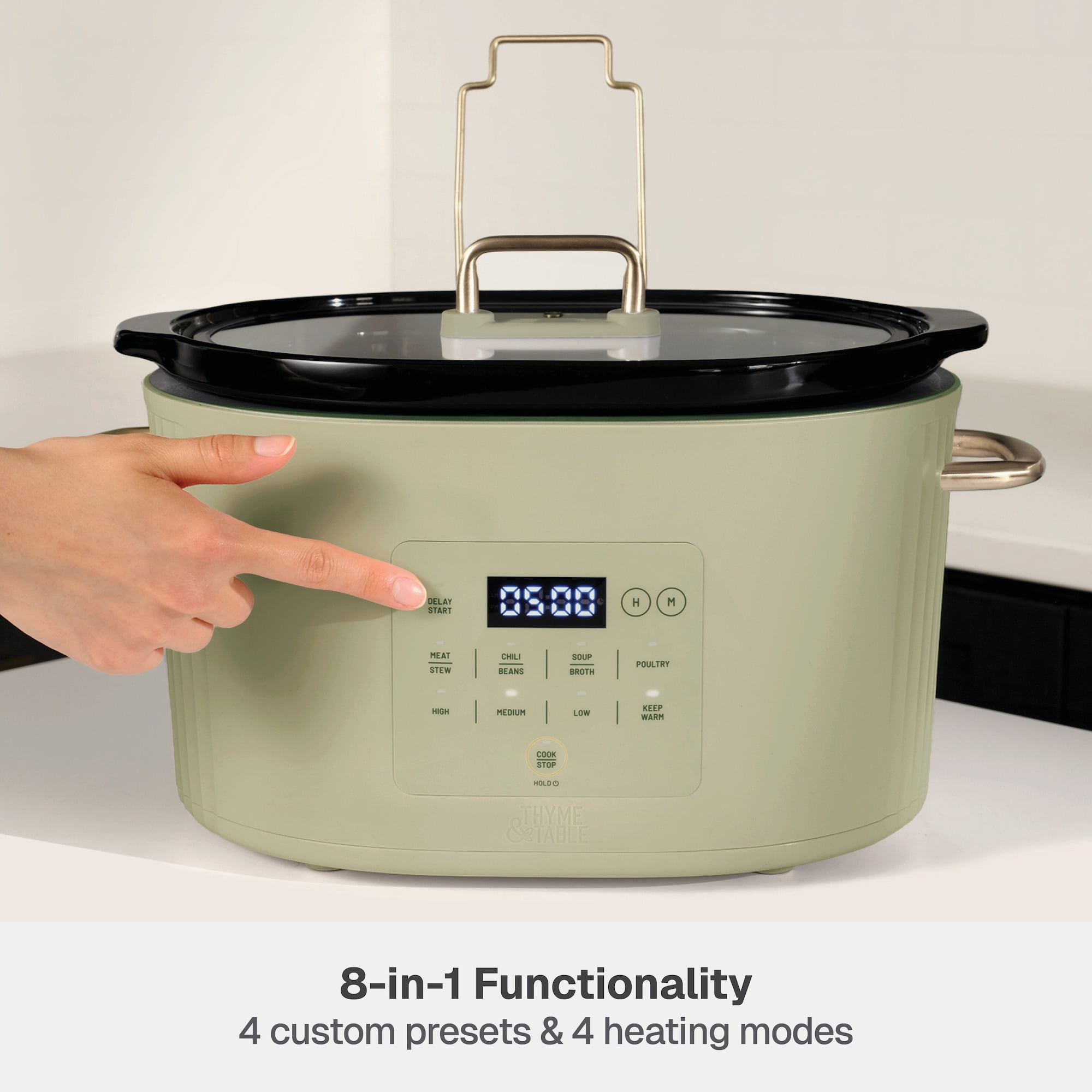 Thyme & Table 6QT Programmable Slow Cooker, Eucalyptus Green