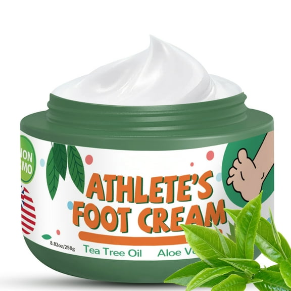 Grocerism Athletes Foot Treatment Extra Strength - 8.82oz Foot Cream with Tea Tree Oil & Aloe Vera for Dry Cracked Feet, Foot Odor and Calluses