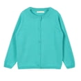 thumbnail image 2 of TQWQT Girl's Turquoise Cardigan Long Sleeve Open Front Crewneck Sweater Size 12-18 Months Button Basic School Uniforms Fall Outwear Coat, 2 of 4