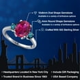 thumbnail image 2 of Gem Stone King 3.54 Ct Oval Red Created Ruby Blue Diamond 925 Sterling Silver Ring, 2 of 6