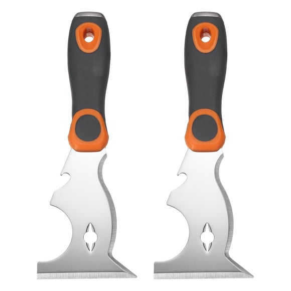 Uxcell 2pcs 10-In-1 Paint Scraper 3" Stainless Steel Multi-Use Putty Knife Painter Tool Drywall Repair Mud Knife