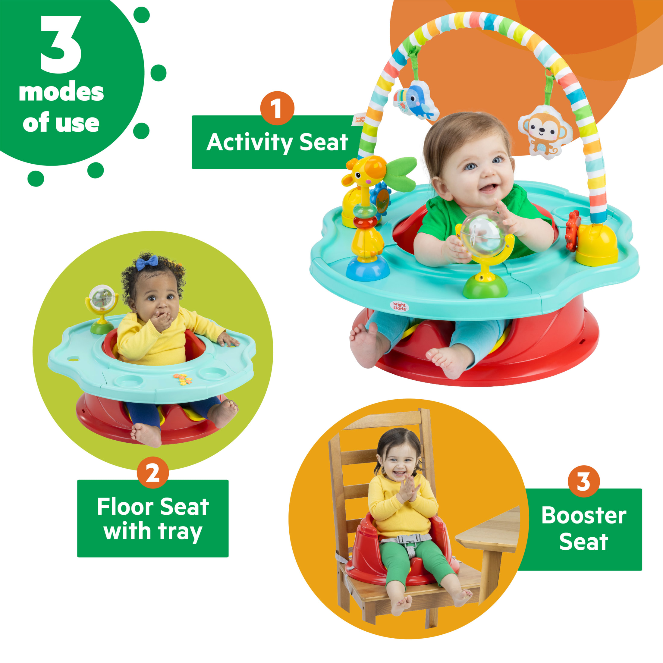 Bright Starts SuperSeat 3-in-1 Seat, Playful Paradise photo 2