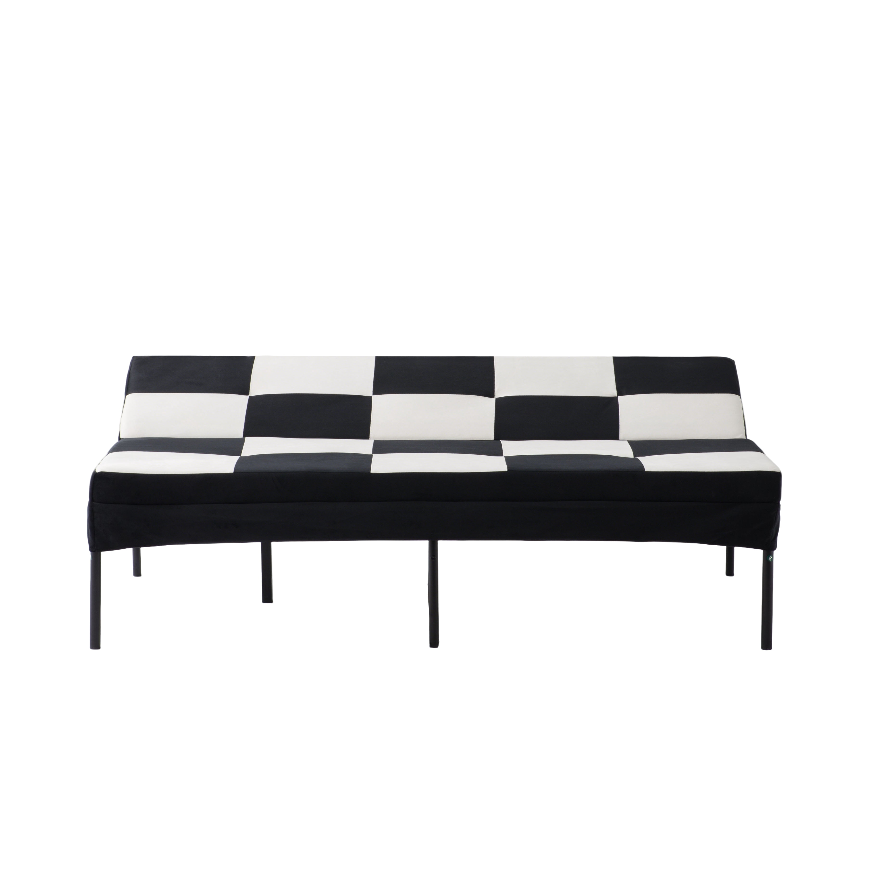 Gewnee 63.58”Velvet Futon Sofa Bed – Modern Convertible Sleeper with 5 Adjustable Positions,Modern Sleeper Sofa for Living Room,Office,Apartment.Black&White