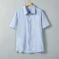 thumbnail image 2 of Deals YLSDY Men Pleated Loose Button Down Shirts, Summer Short Sleeve Lapel Casual Tees Fashion Beach Vacation Tops with Pockets Light Blue XL, 2 of 9