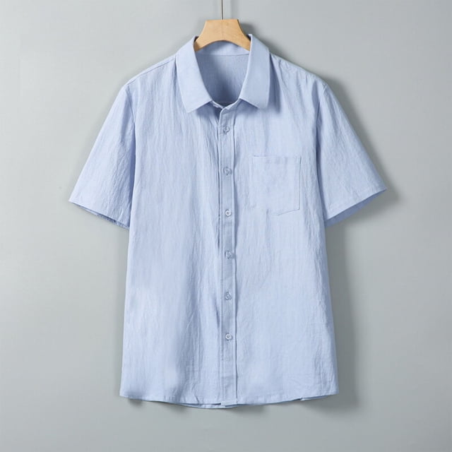 pstuiky camisetas para hombre, Camisa informal de manga corta con solapa y botones de color liso para hombre ropa de hombre xxxxl