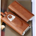 thumbnail image 5 of 3 Finger Humidors Leather Cedar Lined Cigar Humidor Silver Cigar Cutter, 5 of 5