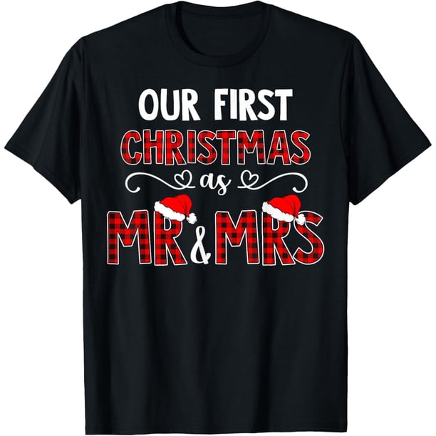 Camiseta para parejas, esposas y esposas, Our First Christmas As Mr & Mrs
