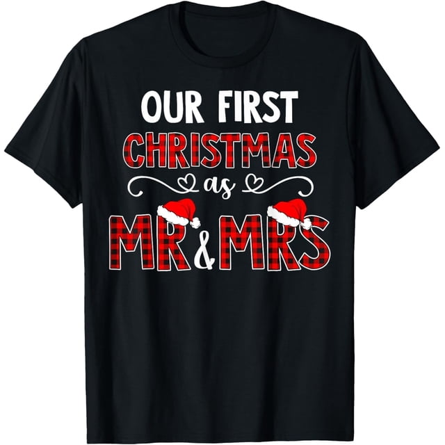 Camiseta para parejas, esposas y esposas, Our First Christmas As Mr & Mrs
