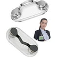 thumbnail image 1 of (Plata + Negro) Soporte magnético para gafas de acero inoxidable de 4 piezas que se puede fijar a la ropa, para gafas, gafas de sol, gafas de lectura, auriculares, tarjeta de identificación, 1 of 5