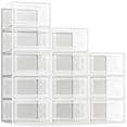 thumbnail image 1 of SEE SPRING Caja de almacenamiento de zapatos grande, paquete de 12, organizador de zapatos apilable de plástico transparente para armario, zapatero plegable para ahorrar espacio, contenedor para zapat, 1 of 5