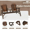 thumbnail image 3 of EPICOZY 6-Piece Outdoor Wood Log Rocking Conversation Set, Patio Adirondack Furniture Set Including 2-Seater Loveseat, 2 Coffee Table, 2 Log Rocker Chair, Garden Bench & Built-in Table, Carbonized, 3 of 7