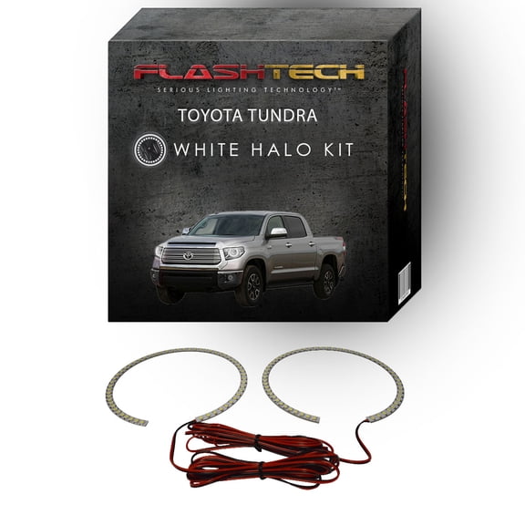 Flashtech White Angel Eye LED Headlight Halo kit for 2014-2017 Toyota Tundra Headlights