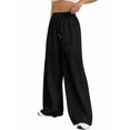 thumbnail image 2 of Women Wide Leg Linen Pants, High Waisted Summer Casual Cotton Linen Palazzo Pants with Pockets Black XXXL, 2 of 8