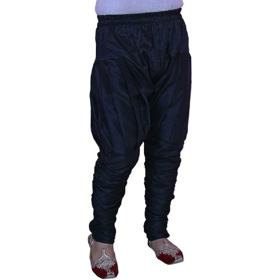 Royal Kurta Men's Silk Blend Harem Pant (ROYAL_284_Black_Free Size)