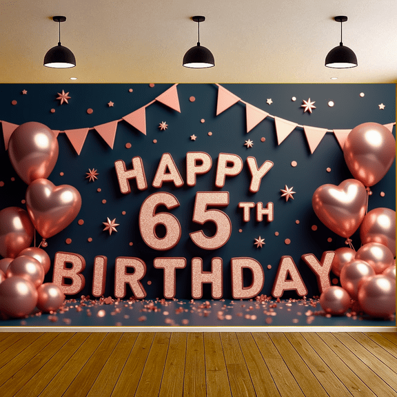 Decorative Design Happy 65th Birthday Banner Balloon Decoration Party Decoration Birthday Party for Senior Celebration Event