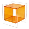 thumbnail image 3 of 2 Tier Clear Acrylic End Side Table Bedside Table Nightstand Open Storage for Living Room Bedroom, Orange Color, 3 of 12