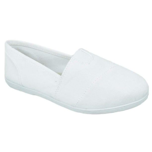 womens white canvas slip on