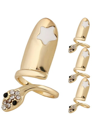 4 Pcs Wudu Nail Rings Set for Women Gold Rhinestone Nail Rings Adjustable  Women Finger Tip Nail Rings Dainty Nails Decoration Nail Rings Jewelry Gift  : : Beauty & Personal Care
