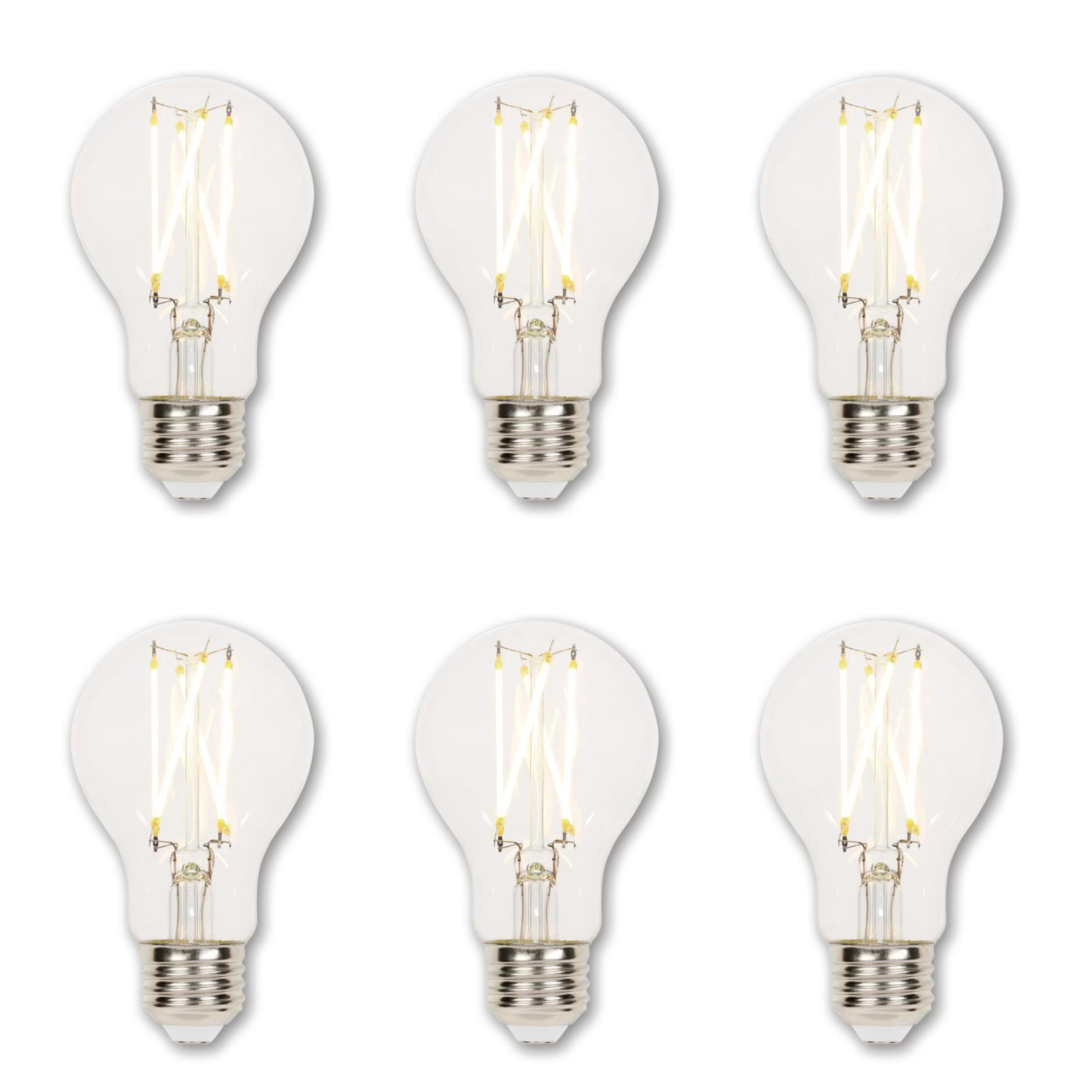 Westinghouse Lighting  9-Watt (60-Watt Equivalent) Clear A19 Dimmable Filament LED Light Bulb, Medium Base - 6-Pack