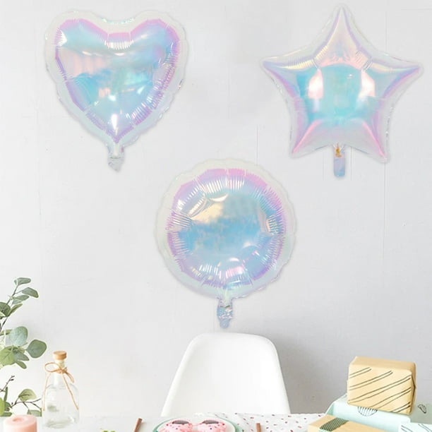 Fiudx Globos de Colores, Diseño de Estrella y Corazón de Mylar Transparente, Decoraciones Multicolor Brillantes, Decoración para Bodas, Fiestas de Navidad, Ambiente Festivo, Fácil Inflado, Tamaño 47