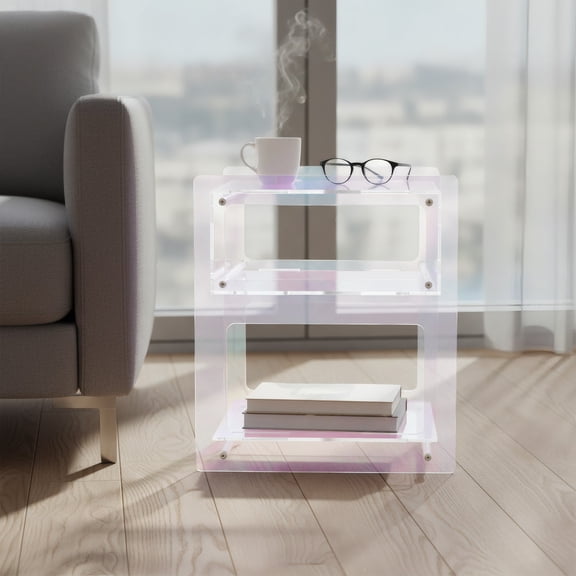 ToppiJoy Acrylic Side Table Rectangular Nightstand for Living Room Bedroom, Modern End Table 15.7*11.8*19.7in Colorful