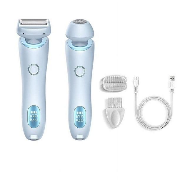 Afeitadora eléctrica en para mujeres, depiladora facial y corporal con  cuchillas giratorias dobles, cabezal desmontable impermeable recargable por 