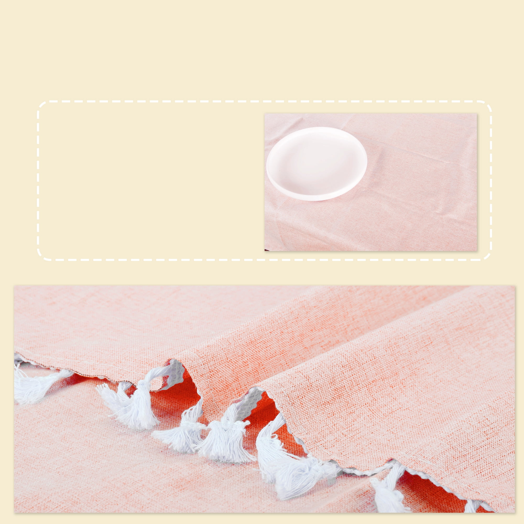 Unique Bargains Wrinkle Free Tablecloths for Holiday Camping Parties Pink 86.61"x55.12"