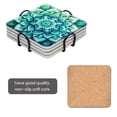 thumbnail image 2 of BaHomeck Drink Coasters Set Of 4 With Holder Mandala With Intricate Patterns In Shades Of Blue And Green Water Absorbent Ceramic Coasters Tabletop Protection,Suitable For Various Cup,Home Decor, 2 of 4