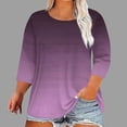 thumbnail image 2 of Bovxnpu 3/4 Length Sleeve Womens Tops, Plus Size Cotton Casual Blouses for Women, Fashion Women's Casual Print Round Neck 3/4 Sleeve T-shirt Blouse XXXXXL, 2 of 6