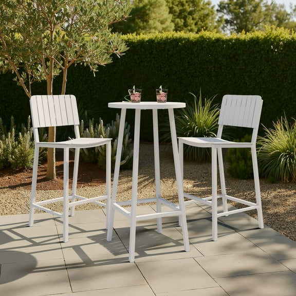 Ren Bar Table White Bar Table, Modern Style, Powder Coated Aluminum round shape tabletop, Aluminum, Outdoor Bar