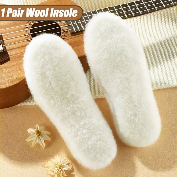 1/2 Pairs Natural Sheepskin Wool Insoles for Shoes Men Winter Feet Warm Thicken Fluffy Fleece Insoles Women Snow Boots Shoe Pad 1 Pair Insole EU43-44 (270mm)