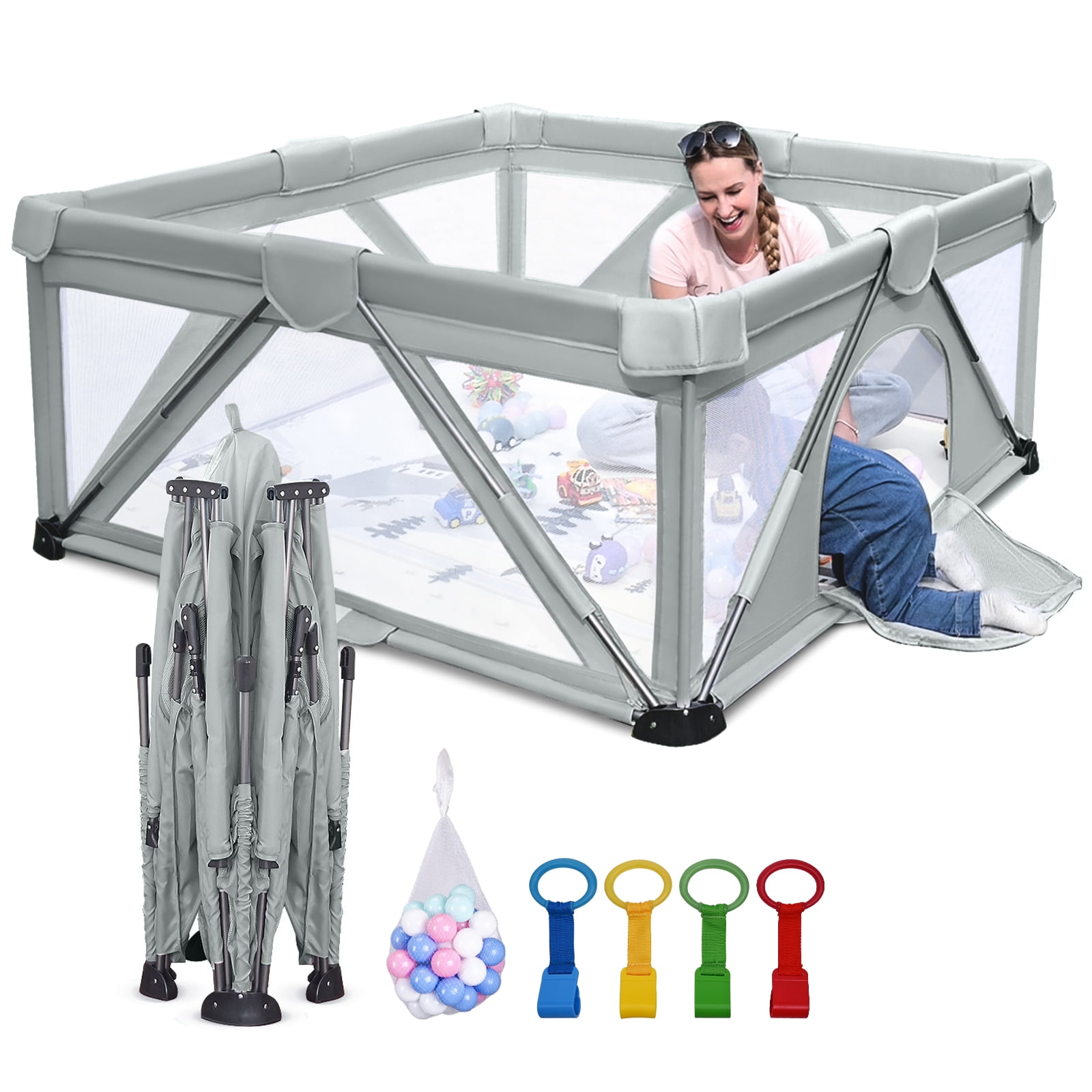 Baby Playpen Foldable, Heyo.Ja Large Play Yard, Play Pens for Babies
