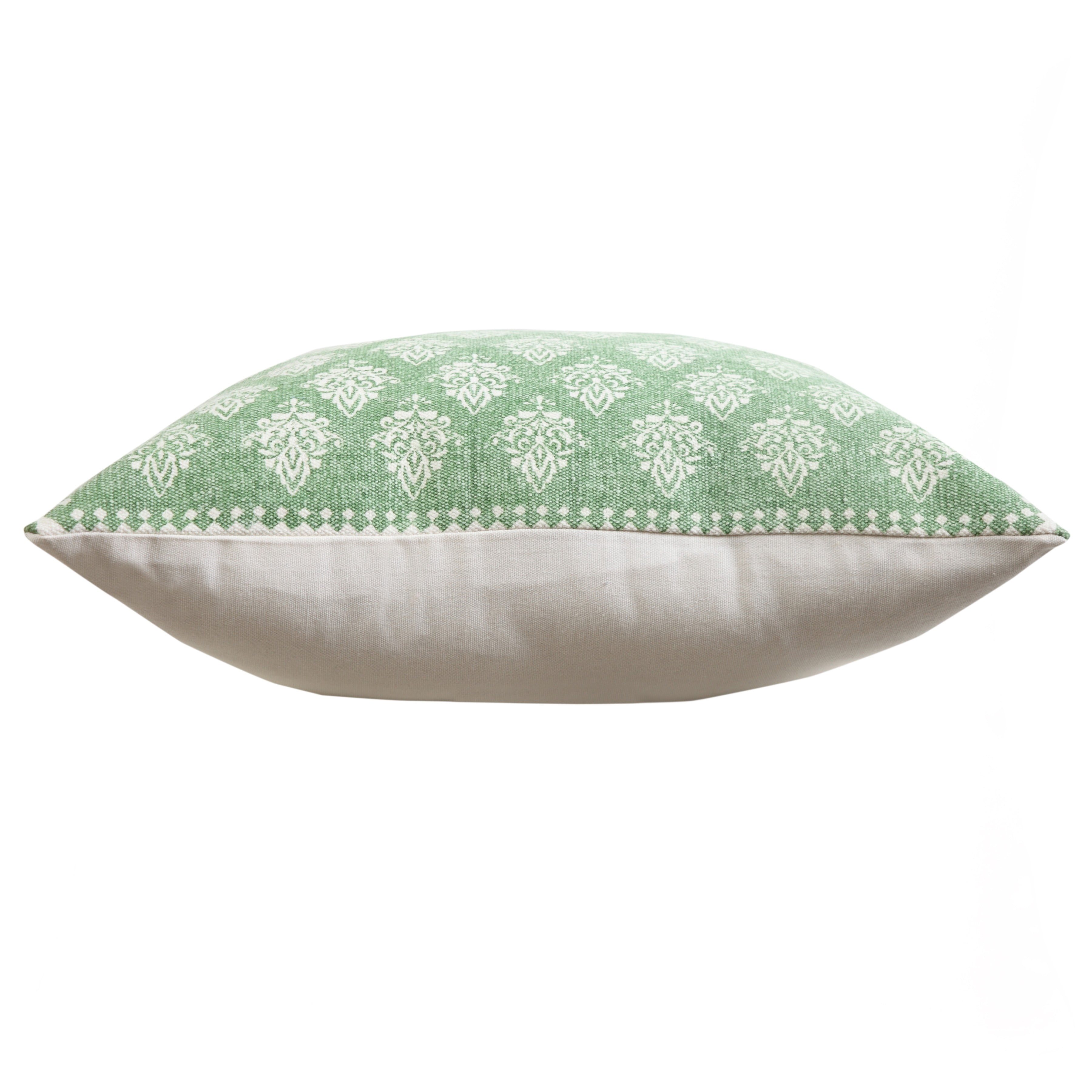 Harlow Hill Grace 20" x 20" Green/White Damask Cotton Adult Decorative Throw Pillow