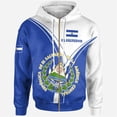 thumbnail image 3 of Nueva sudadera con capucha unisex de gran tamaño con estampado 3D de la bandera del emblema de El Salvador, con cremallera, ropa de calle informal, 3 of 5