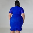 thumbnail image 5 of AURA Women Plus Size Mesh Layered V Neck Dress Sexy A Line Midi Summer Vacation Dress, 5 of 6