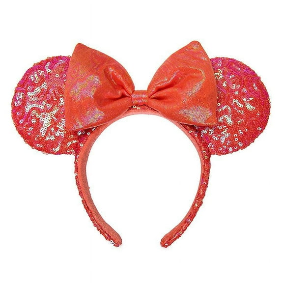 Disney Parks Minnie Sequined Coral Ear Headband for Adults New with Tag
