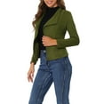 thumbnail image 4 of Unique Bargains Women's Faux Suede Jacket Open Front Lapel Draped Cardigan Blazers XL Army Green, 4 of 6
