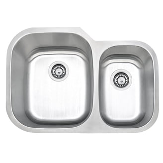 ANZZI MOORE Undermount Stainless Steel 32 In. Double Bowl Kitchen Sink And Faucet Set With Singer Faucet In Brushed Nickel Kaz3218 042
