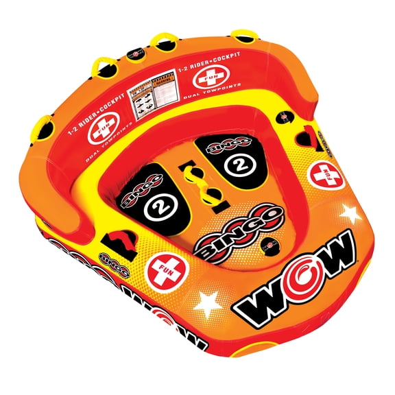 WOW Sports Bingo 2 Inflatable, 1-2-Person Cockpit Towable Tube