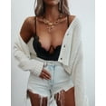 thumbnail image 3 of Hirigin New Chic Women Cropped Cardigan Sweater Fall Knitwear Short Cardigan Girls Long Sleeve Twist Crochet Top Pull Femme, 3 of 5