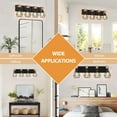 thumbnail image 7 of 4-Light Farmhouse Bathroom Light Fixtures with Black Metal Cage Lampshade Rustic Wood Vanity Light over Mirror for Living Room, Bedroom, Hallway, 7 of 7