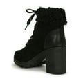 thumbnail image 3 of Women Sherpa Cuffed Lace up Lug Stacked Ankle Boot 19579, 3 of 6