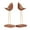 Brown Spotted Bird Animals S/2 3"W, 10"H, variant on DecMode Wood Traditional Abstract Styled Birds with Jeweled Feathers Sculpture 3"W x 10"H, with Reddish Brown Finished and a Rectangular Shaped Base