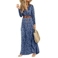 thumbnail image 2 of ORQ Women Floral Print Wrap V Neck Bohemian Belted Long Maxi Dress, 2 of 4