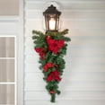 thumbnail image 2 of Northlight Poinsettia Pine Cone and Ball Artificial Christmas Teardrop Swag - 32" - Unlit, 2 of 4