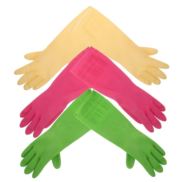 IDEANATEGRATE 3 Pares Guantes Reutilizables De Látex Para Limpieza Con Protección Extendida Y Antideslizante