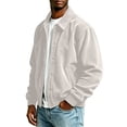 thumbnail image 6 of Men Lapel Collar Corduroy Button Jacket Long Sleeve Vintage Cargo Outer Coat with Pocket, 6 of 7