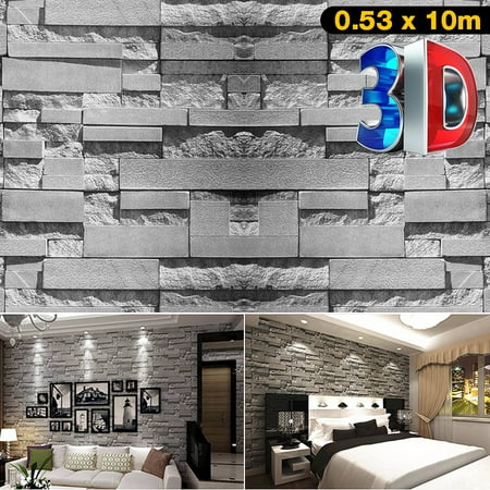 Nickelodeon Wallpaper (57sq.ft/393.7'' x 21'' 3D Effect Brick Stone Wallpaper Textured Removable Waterproof for Bedroom Living Room TV Background Home Decor Restaurant, Super Large)